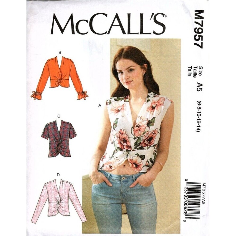 McCall's M7957 Misses 6 to 14 Knotted Tops Uncut Sewing Pattern New